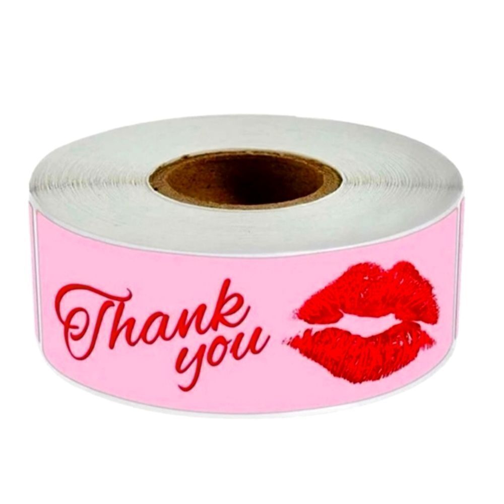 🆑 Roll of Square KISS Thank You Stickers 3”x1” Qty 120